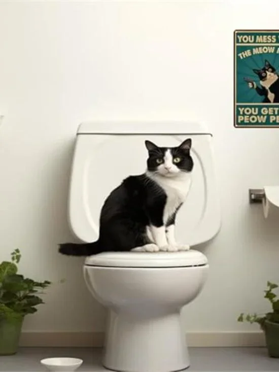 Cat Lovers Gifts You Mess With Meow Mow Cat Tin Sign for Home Man - Picture 6 of 6